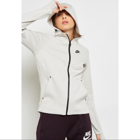 Nike Tops - Nike Light Bone Tech Fleece Full Zip Hoodie